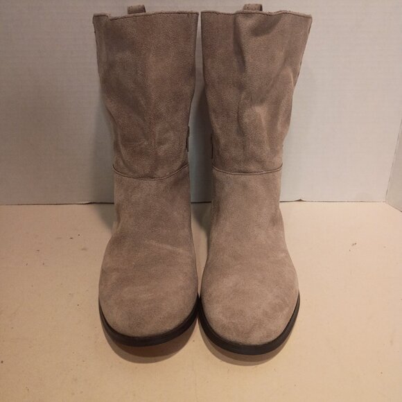 LAND'S END Women's 7.5D US/38 EU Flat Slouchy 9" Boot Warm Graphite Gray Suede - Picture 3 of 13